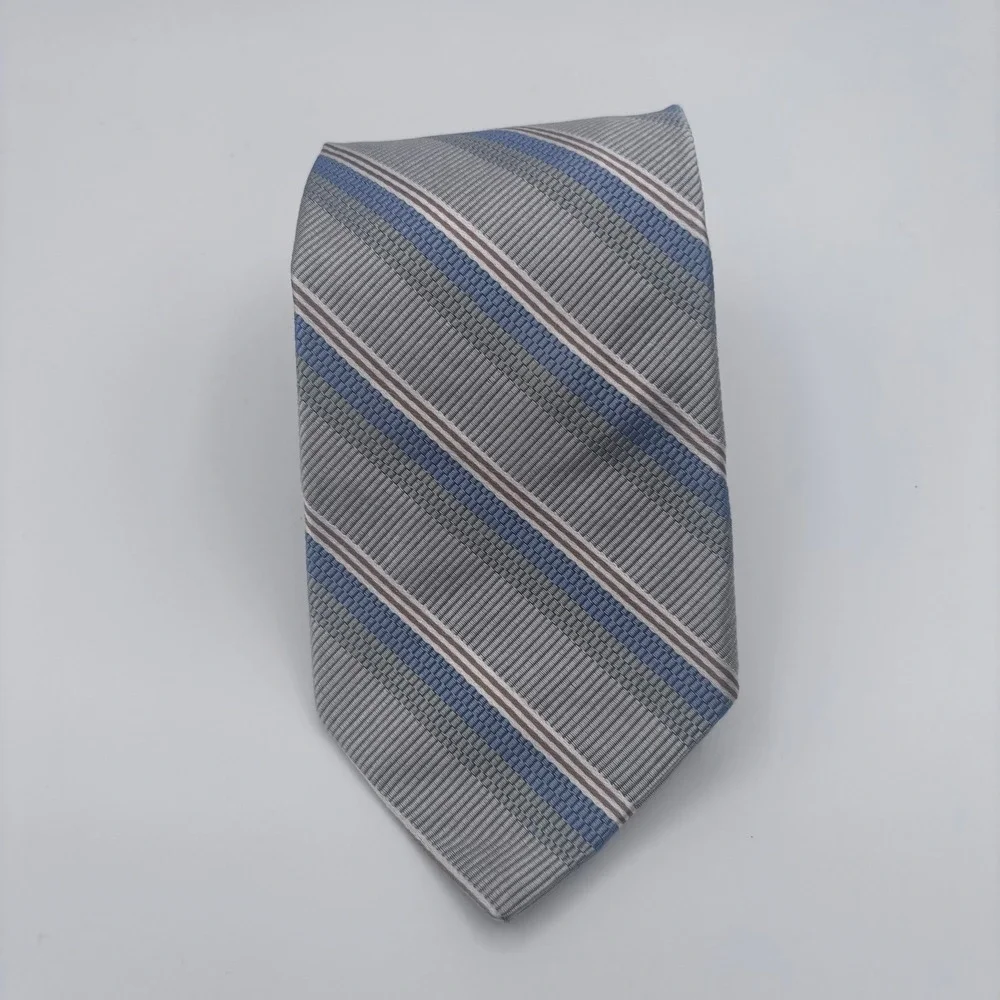 Brooks Brothers Makers Merchants Tie Gray Blue Striped Silk Formal Business Prep